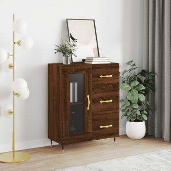 Aparador de madera de ingeniería 69,5x34x90 cm en color marrón roble, mueble de almacenaje para salón, buffet y armario auxiliar