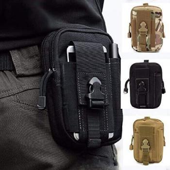 HoYiXi Bolsa de Cintura Multifuncional Riñonera Táctica Bolso de Cinturón con Bolsillo de Teléfono para Ciclismo Escalada Pesca Al Aire Libre Deporte Pequeñas Molle Militar Pouch - Negro