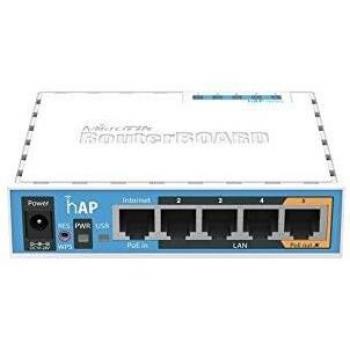 MikroTik hAP White WLAN-Router with Integrated Antenna, USB Type-A, 10,100 Mbit/s Speed and Power over Ethernet (PoE) Feature (RB951Ui-2nD)