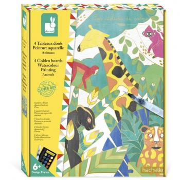 Kit creativo cuadros dorados pintura acuarela animales