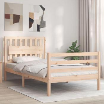 Cama de madera maciza con cabecero 100x200 cm color marrón