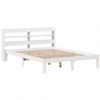 Estructura de cama blanca con cabecero sin colchón 160x200 cm