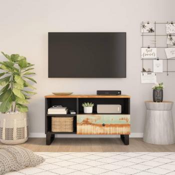 Mueble de TV 80x33x46cm de madera maciza y multicapa, en multicolor, fabricado con madera reciclada y madera de ingeniería