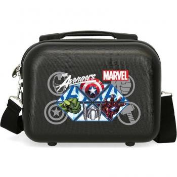 Neceser de Viaje para Niños Marvel Los Vengadores ABS Adaptable con Bandolera Negro 29x21x15cm
