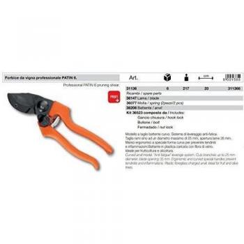 Ausonia - 31136 TIJERAS DE PODA PROFESIONALES PATIN 5 DE CORTE DE YUNQUE CURVO CON MANGOS ERGONÓMICOS ANTI TENDINITIS