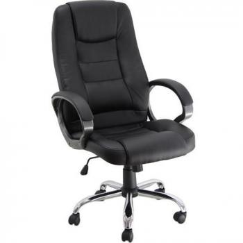 Sillón de Dirección Unisit CH1 - Cuero Negro - Giratorio y Basculante - Con Pistón de Gas - Ancho 52 cm - Altura Mínima 110 cm