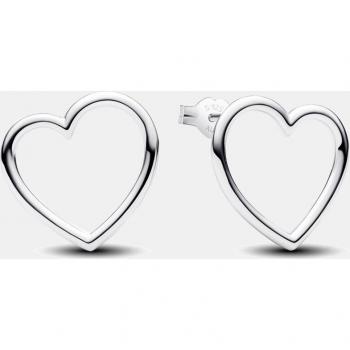 Pendientes de botón corazón de frente en plata de ley 925 - Pandora