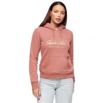 Superdry Women's Luxe Metallic Logo Hoodie in Withered Rose L