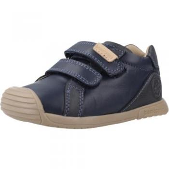 Biomecanics - Botines de bebé niño de piel en azul marino con velcros, modelo básico Ocean y jeans, deportivas para niño, talla 21