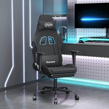 Massage Gaming Chair with Footrest - Black Fabric