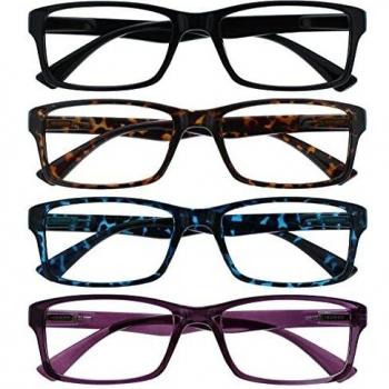 Uv Reader Gafas De Lectura Negro Marrón Azul Púrpura Lectores Valor Pack 4 Hombres Mujeres Uvr4092Mix +1,50 4 Unidades 88 g