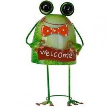 Figura Decorativa Ranita De Pie Welcome 2 Verde 26X17x11,5 Cm
