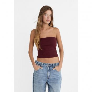Stradivarius Basic Burgundy Bandeau Top Size S