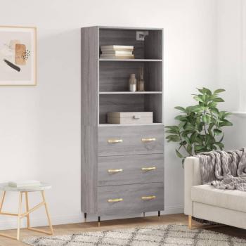 Aparador alto de madera contrachapada gris Sonoma 69,5x34x180 cm