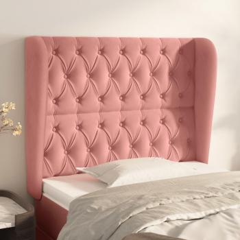 Cabecero de oreja rosa en terciopelo 103x23x118/128 cm