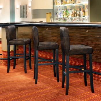 Taburete de bar Tectake de poli piel y madera marrón antiguo