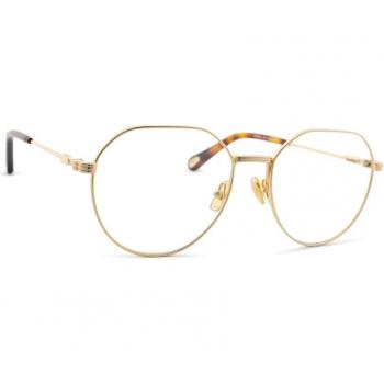Chloé CH0180O Unisex Round Full-Rim Eyeglasses with Gold Metal Frame (54mm/17mm/140mm)