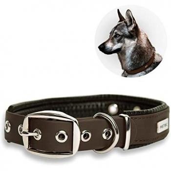 PetTec Trioflex Collar para Perros - para Cachorros Pequeños, Medianos y Grandes - Acolchados para Perros Grandes - Fuerte e Impermeable - Trenza Textil, Costura Reforzada, Hebilla Doble, Marrón