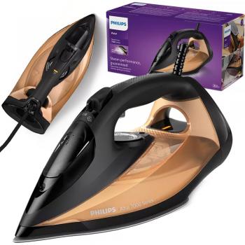 Plancha de vapor Philips Azur 7000 DST7040/80 - 2800W, Vapor Continuo 50g/min, Golpe de Vapor 250g, Suela SteamGlide Elite, Negro/Dorado