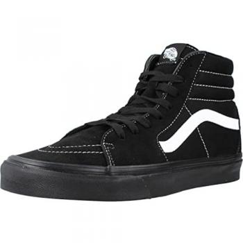 Zapatillas Vans Sk8-Hi de Piel en color negro puro con detalles en blanco, modelo para hombre, talla 40.5