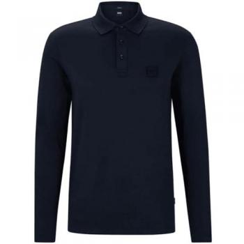 Men's Hugo Boss Pado 08 Long Sleeve Mercerised Cotton Polo Shirt - Dark Blue - Size 44/2XL