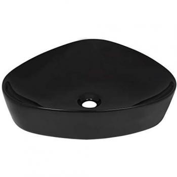 vidaXL Lavabo Triangular Cerámica Negro 50,5x41x12 cm Lavamanos Lavatorio Baño