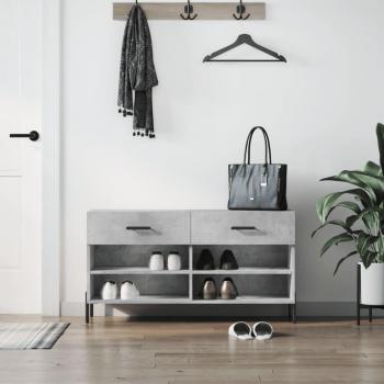 Banco zapatero de madera de ingeniería gris hormigón 102x35x55 cm