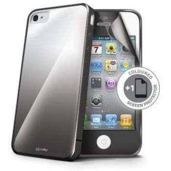 Celly Sunglasse - Carcasa con protector de pantalla para Apple iPhone 4/4S, color negro