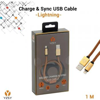 YZSY Deluxe - Cable de Conexión [ Sincro y Carga ] para Dispositivos Apple, USB a Lightning - Brown Leather 1m