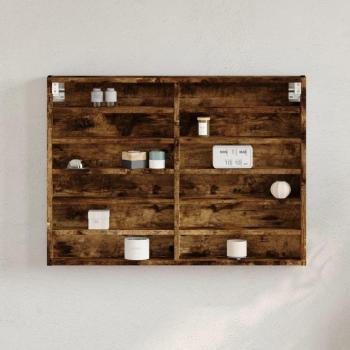 Vitrina de madera de ingeniería 80x8,5x58 cm en Blanco, Negro y Roble Sonoma - Mueble Almacenaje Estantería para Oficina, Estudio y Dormitorio