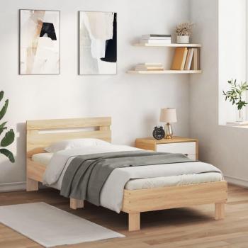 Cama solar sin colchón con cabecero roble Sonoma 90x200 cm
