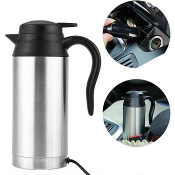Encendedor de cigarrillos de acero inoxidable para coche, hervidor eléctrico de viaje y taza 750ml 12V