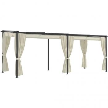 vidaXL 3x6 m Cream Steel Gazebo with Curtains