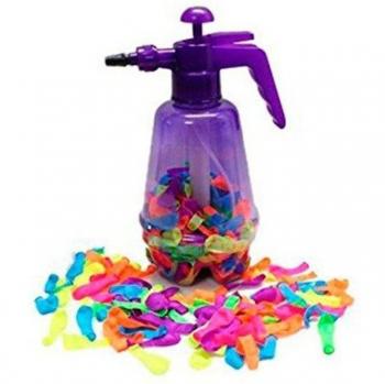 Botella Inflador + 100 Globos De Agua Lila