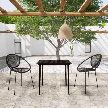 Juego de comedor para jardín 3 piezas negro