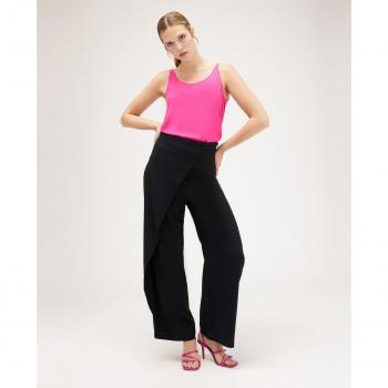 Pantalón Palazzo Pareo de Gasa de Viscosa para Mujer - Efecto Pareo en Tejido Liso