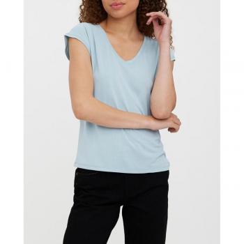 Camiseta de Mujer Vero Moda de Manga Corta Reciclada Azul