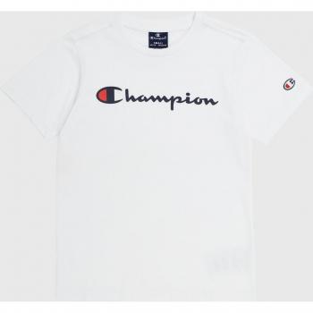 Camiseta de algodón con logo Champion para niños - Talla 128 - Blanca