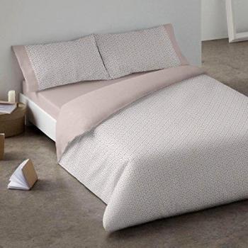 Burrito Blanco Juego de Funda Nórdica 300 de Algodón Ecológico con Estampado de Formas Geométricas para Cama de Matrimonio de 160x190 cm hasta 160x200 cm, Beige