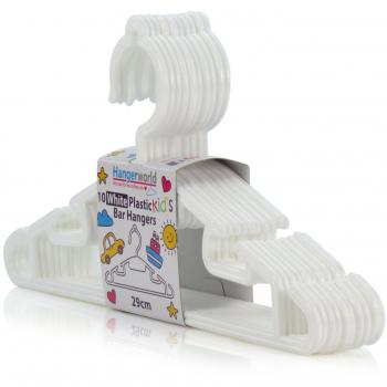 Hangerworld - Perchas Infantiles De Plástico, Con Barra Para Pantalones Y Muescas, Color Blanco, 30 cm, 20 Unidades