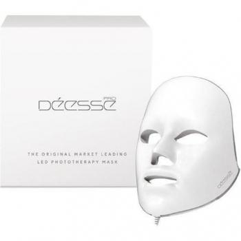 Deesse PRO LED Mask White - Professional LED facial mask with multiple light therapy settings, designed for skin rejuvenation, anti-aging, acne treatment, and overall skin health; features adjustable straps for a secure fit, lightweight design for comfort
