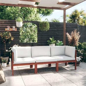 3-Seater Garden Sofa with Cushion in Solid Acacia Wood