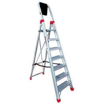 Faraone - Escalera de Aluminio - Escalera de Tijera DOMUS07 - 230 x 58 x 15 cm - Escalera 7 Peldaños - Máxima Seguridad - Fácil Transporte - Peldaños Anchos y Cómodos