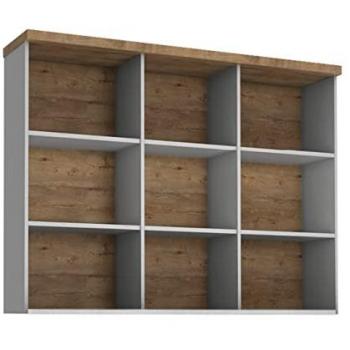 Estantería Parma A130, tipo: estantería abierta, características: aglomerado laminado, MDF, dimensiones: 130 x 111 x 35 cm, acabado en pino Andersen y roble Lefkas
