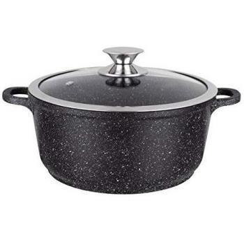 Cacerola 16 cm Kamberg - Aluminio Fundido - Revestimiento Tipo Piedra - Tapa de Vidrio - Apta para Inducción