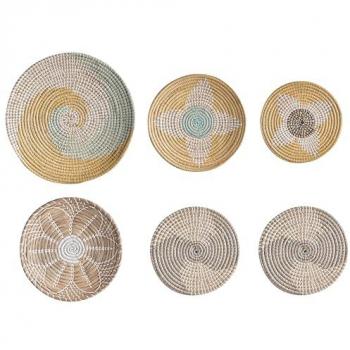 Set de 6 Placas Decorativas Colgantes de Algas Marinas Hechas a Mano en Estilo Africano Multicolor