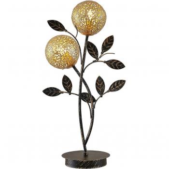 Lámpara de mesa Lucande Evory, 2 luces, color negro, material metal, tipo G9, para salón y comedor