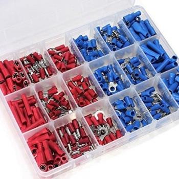 LEORX 360pcs aislados terminales cable conectores a tope horquilla anillo tenedor surtido Kit de cableado eléctrico