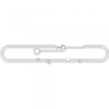 Thomas Sabo Charming Sterling Silver Anklet with Hearts and White Stones AK0040-051-14-L27V