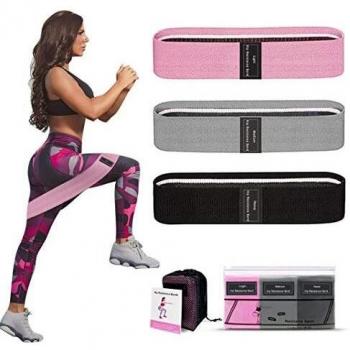 Bandas de Resistencia Glúteos Bandas Elasticas Fitness con 3 Niveles Ejercicios en Piernas Glúteos y Brazos 3 Bandas de Tela para Yoga, Pilates Crossfit Estiramientos Fuerza de Cadera